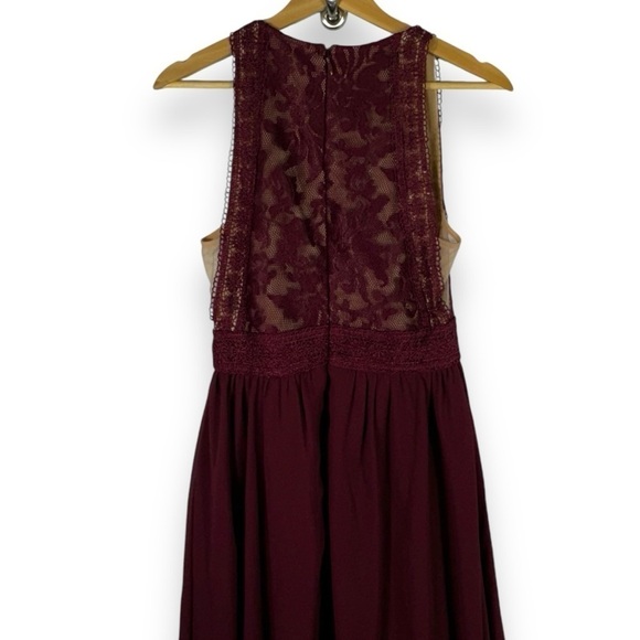 Lulu's Forever & Always Lace Bodice Tulle Maxi Dress, Burgundy, Size Small - Picture 15 of 16
